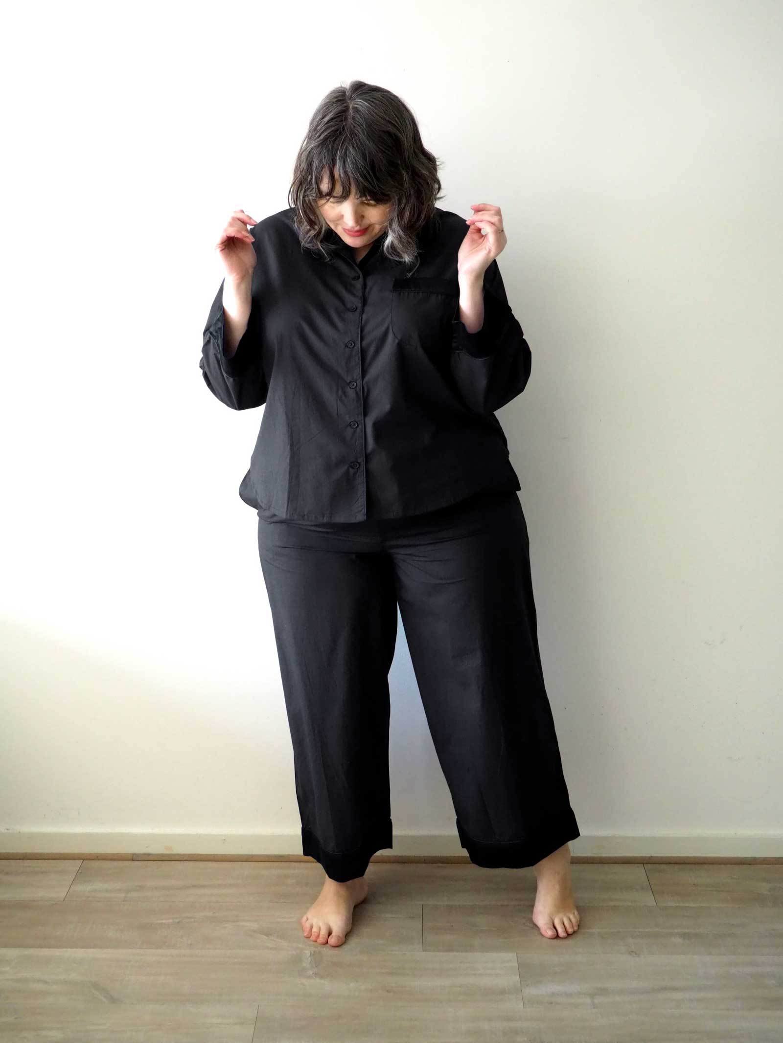 Hera - Pajama Shirt - Cotton - Black