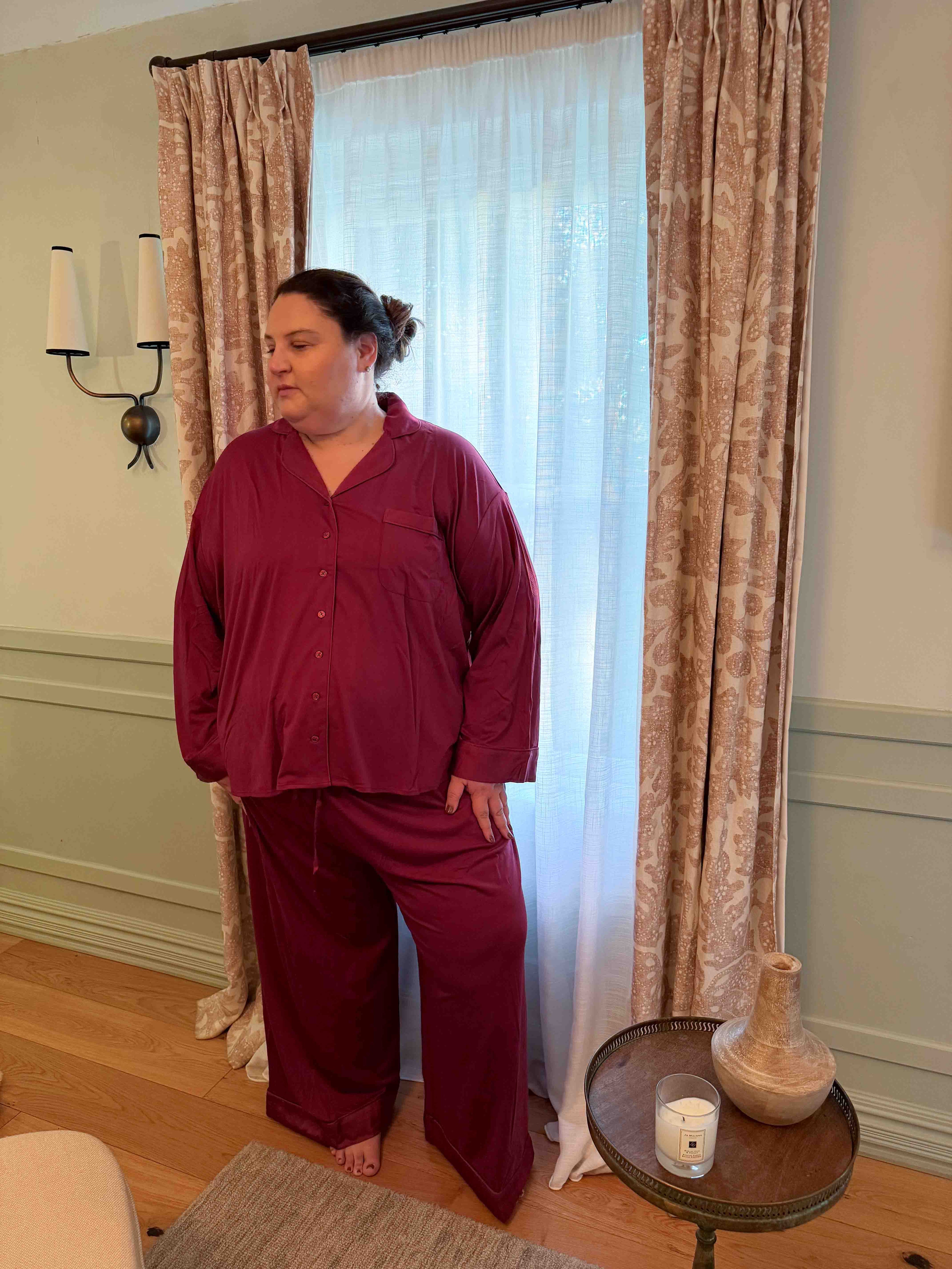 The Hebe - Tencel PJ Pant - Burgundy