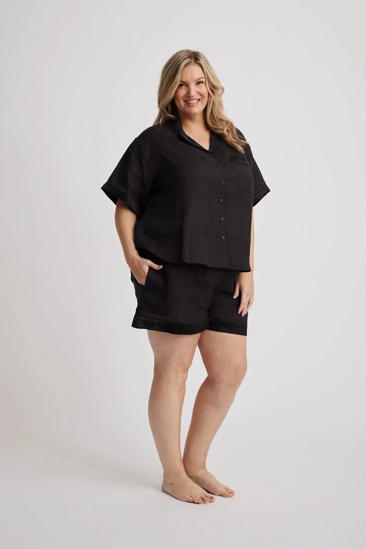 Hera - Pajama Set - Short - Black-Pajama Set | XS- | Hank &amp; Hera