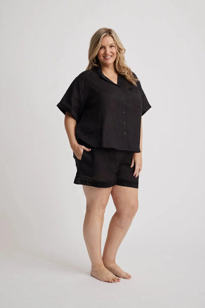 Hera - Pajama Set - Short - Black-Pajama Set | XS- | Hank &amp; Hera