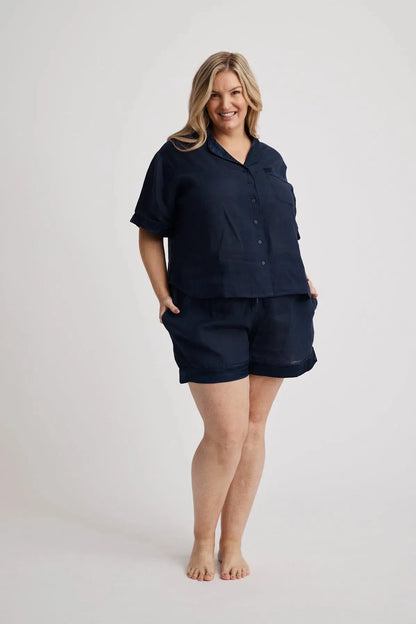 Hera - Pajama Set - Short - Navy-Pajama Set | XS- | Hank &amp; Hera