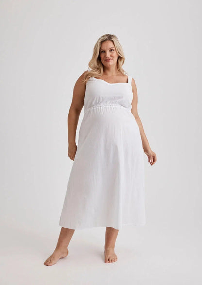 Jessica - Nightie - Mid Length - White-Nightie | XS- | Hank &amp; Hera