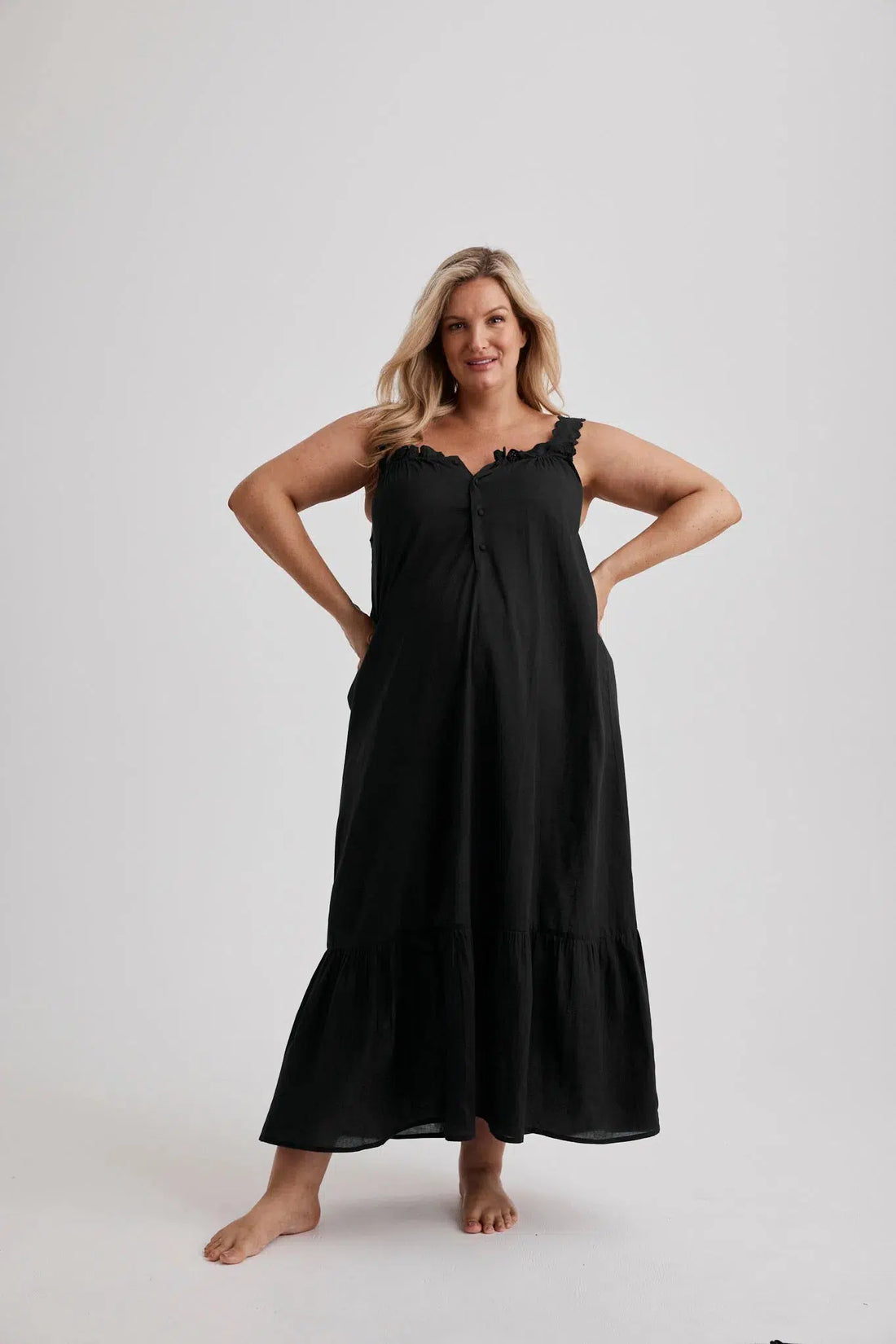 Lauren - Nightdress - Long - Black-Nightdress | XS- | Hank &amp; Hera