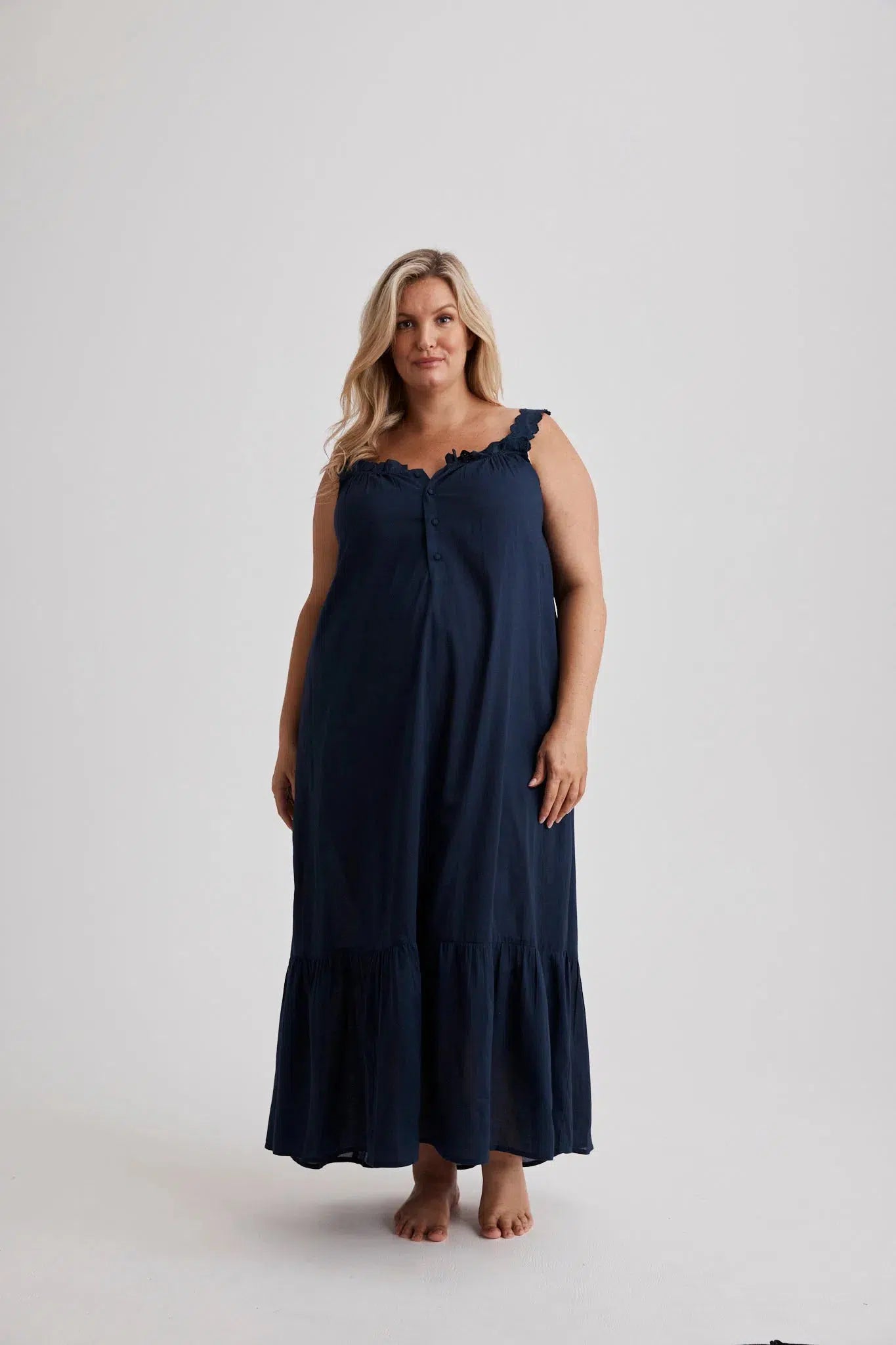 Lauren - Nightdress - Long - Navy-Nightdress | XS- | Hank &amp; Hera