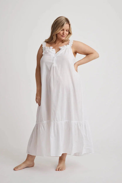 Lauren - Nightdress - Long - White-Nightdress | XS- | Hank &amp; Hera