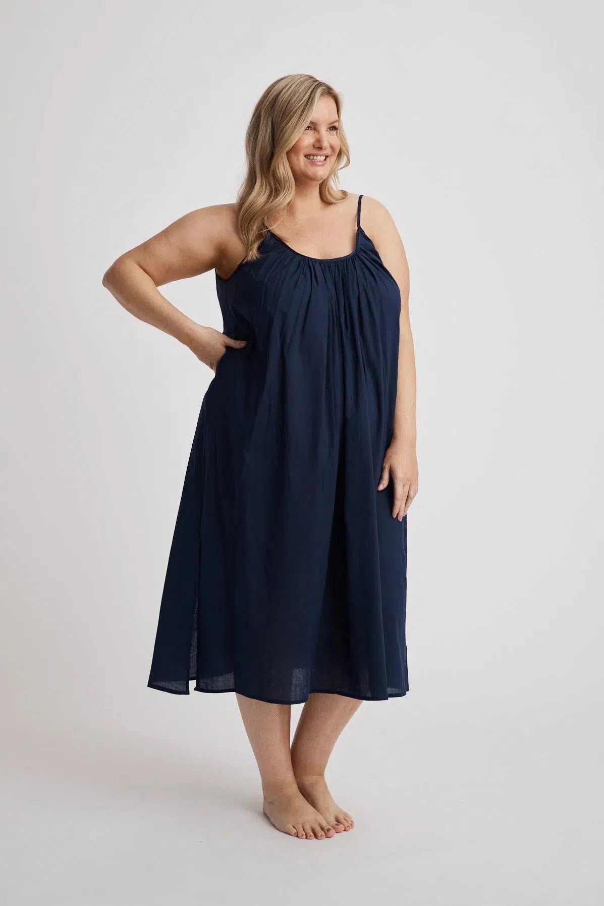 Leilani - Nightdress - Long - Navy-Nightdress | XS- | Hank &amp; Hera