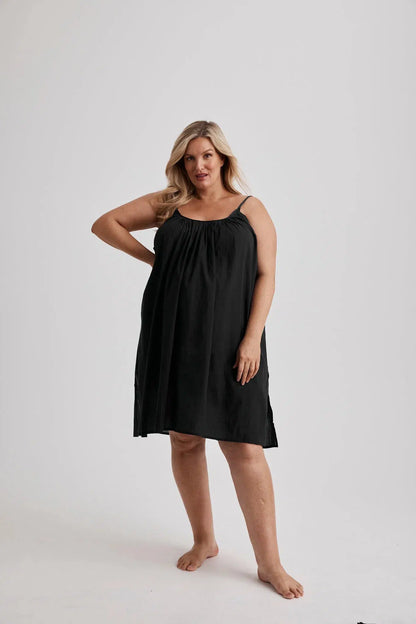 Leilani - Nightdress - Short - Black-Nightdress | XS- | Hank &amp; Hera