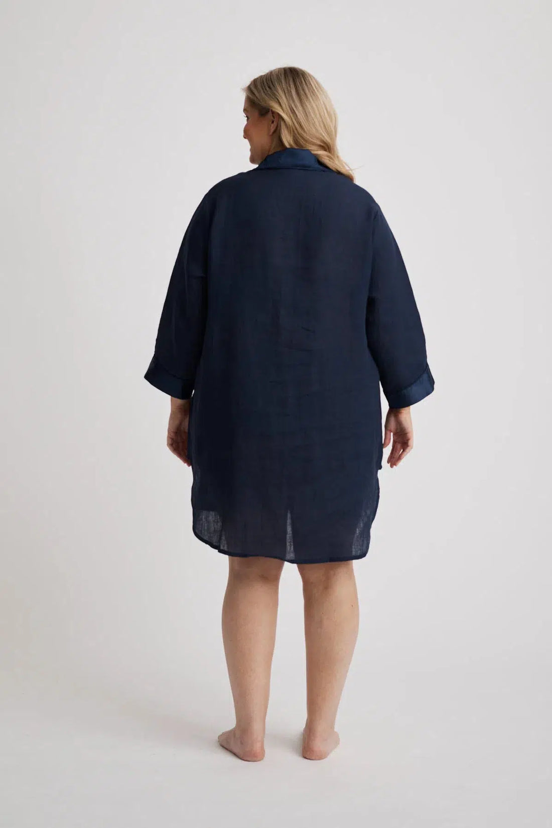 Melanie - Shirt Nightdress - Navy-Shirt Nightdress | XS- | Hank &amp; Hera