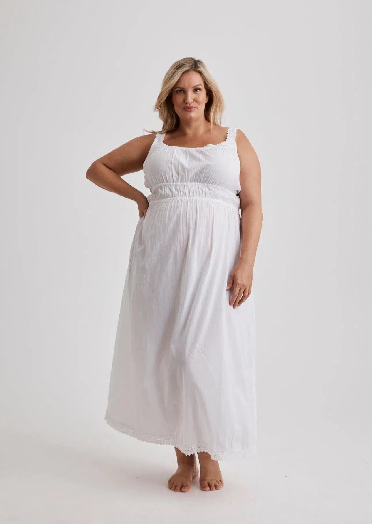 Nitya - Nightdress - Long - White-Sleepwear &amp; Loungewear | XS- | Hank &amp; Hera