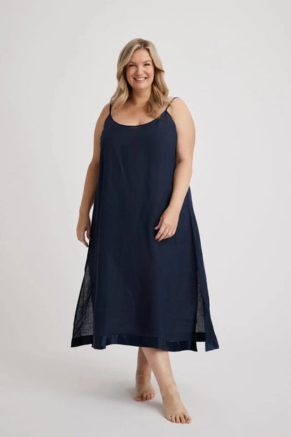 Renae - Slip Nightdress - Long - Navy-Slip Nightdress | XS- | Hank &amp; Hera