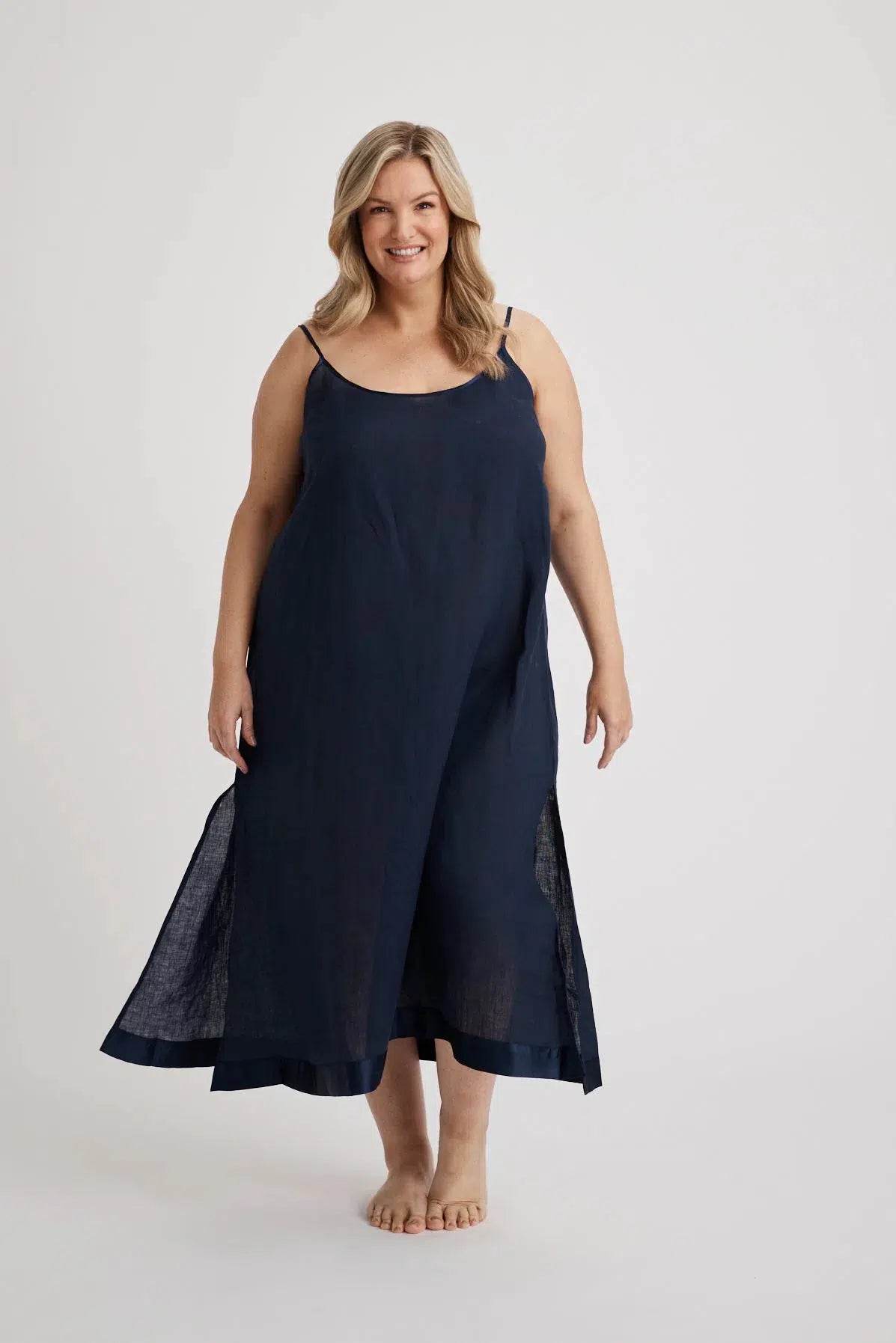 Renae - Slip Nightdress - Long - Navy-Slip Nightdress | XS- | Hank &amp; Hera