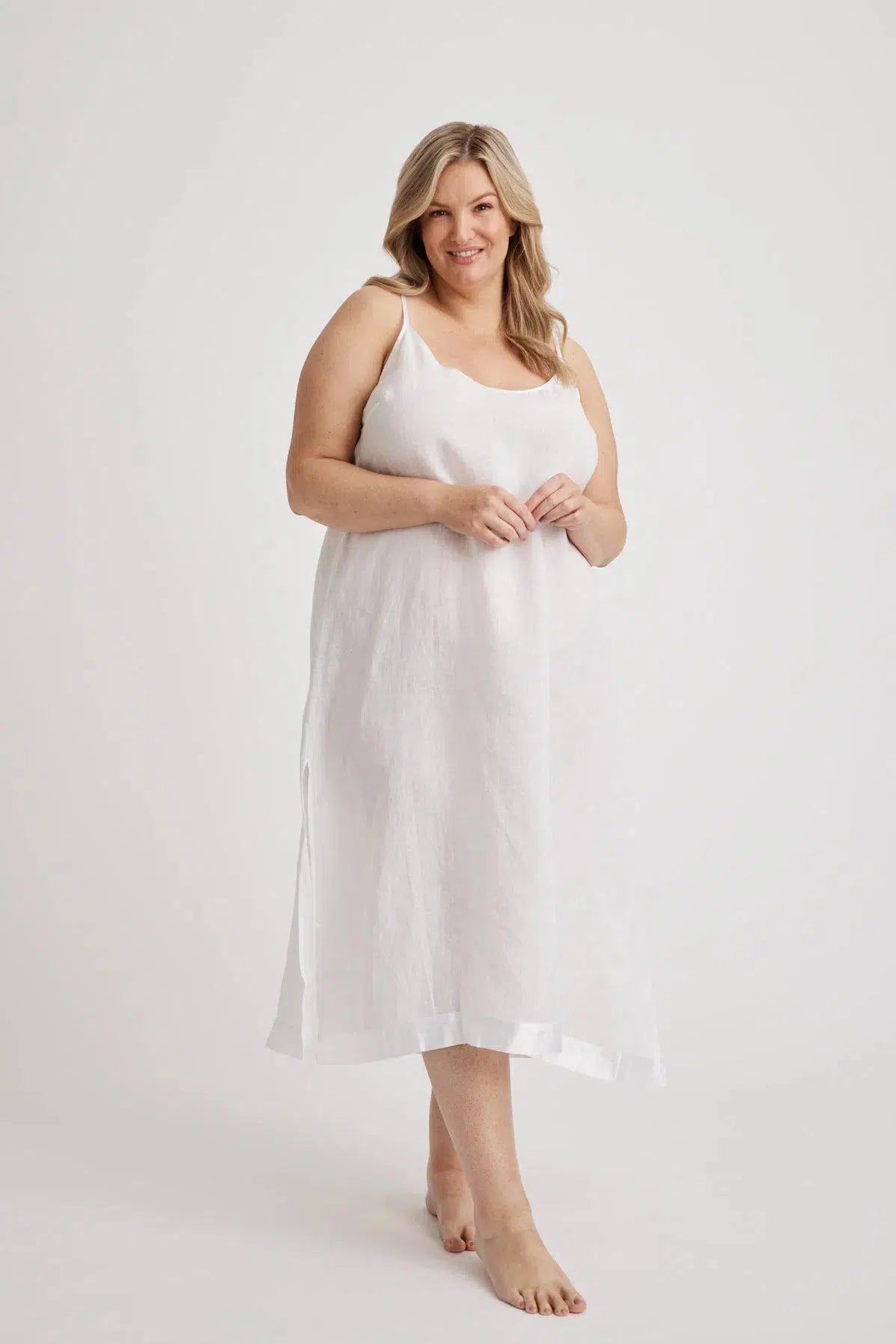 Renae - Slip Nightdress - Long - White-Slip Nightdress | S- | Hank &amp; Hera