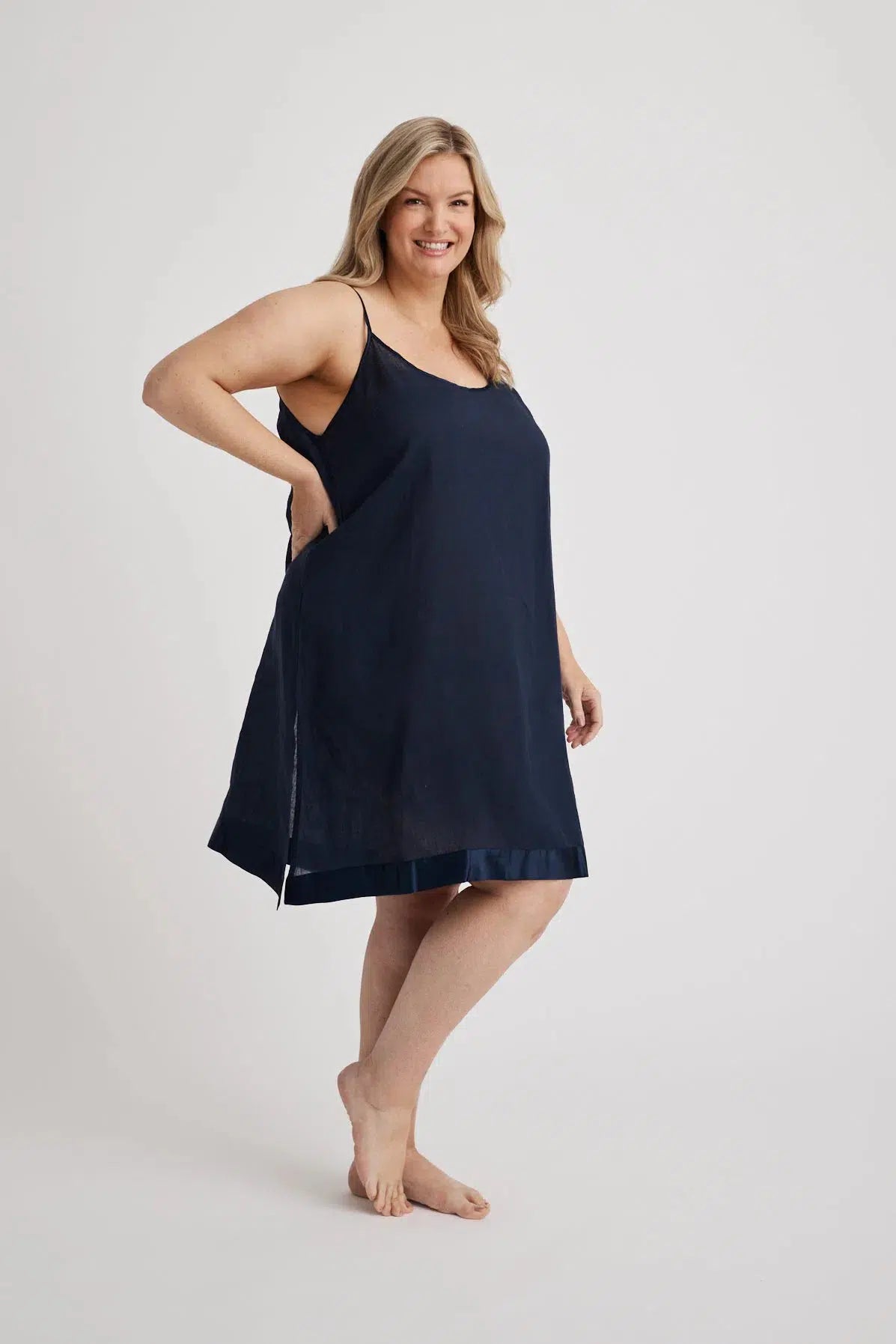 Renae - Slip Nightdress - Short - Navy-Slip Nightdress | XS- | Hank &amp; Hera