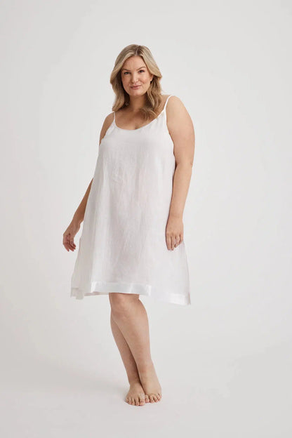 Renae - Slip Nightdress - Short - White-Slip Nightdress | XS- | Hank &amp; Hera