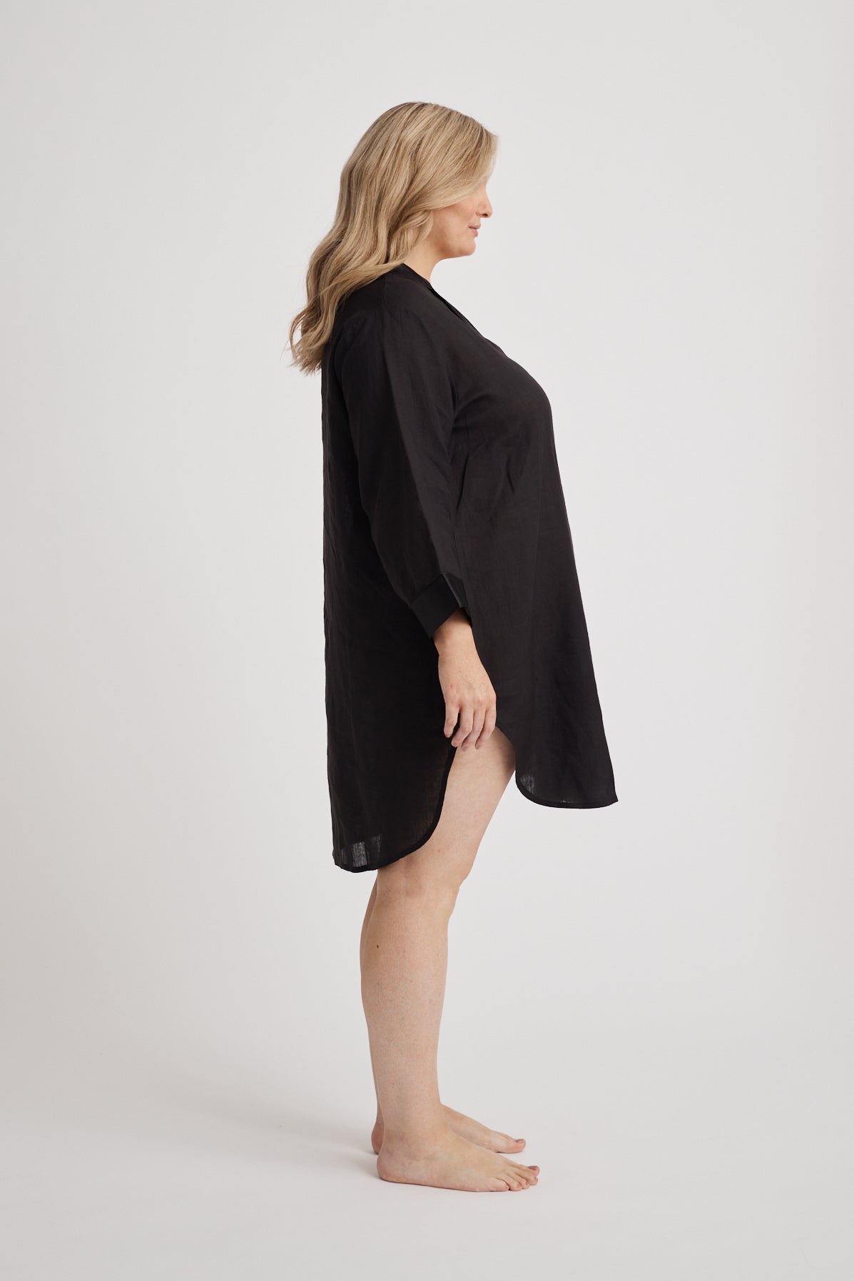 Melanie - Shirt Nightdress - Black