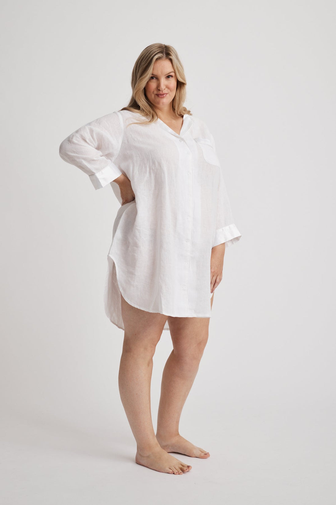 Melanie - Shirt Nightdress - White